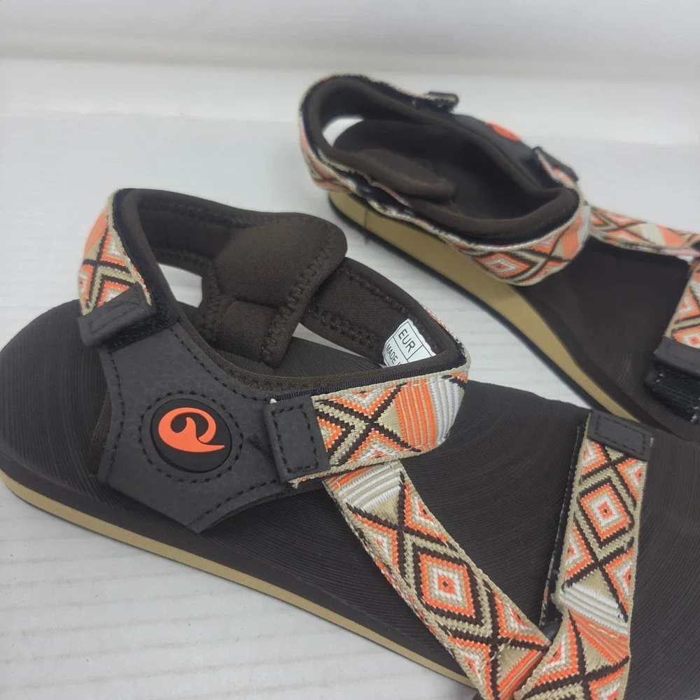 Sport Sandal Women 6 Brown Orange Geometric Straps Hiking Outdoor 900 NWOT